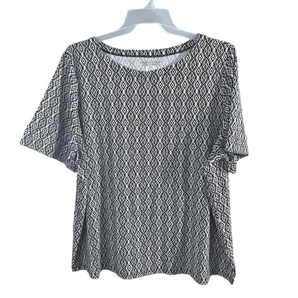 Jessica London Women's Black White Relaxed Lightweight Short Sleeve Sz 26/28 - Picture 1 of 7